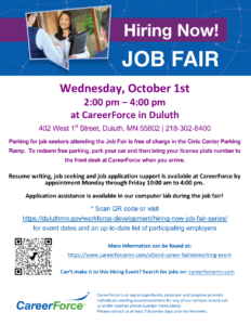 Duluth MN Hiring Now Job Fair Flyer
